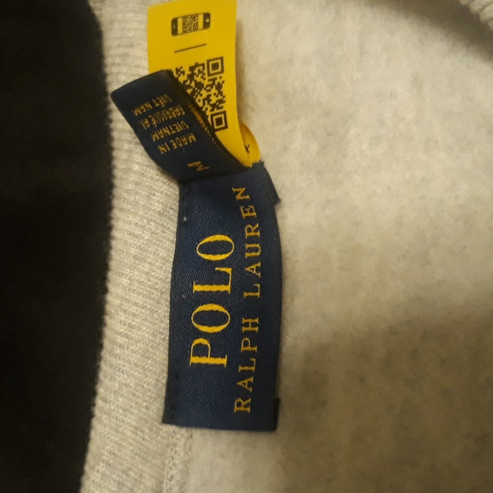 NWT Polo Ralph Lauren Men's  American Flag Denim Bear Sweatshirt - Heather Grey - Picture 7 of 10